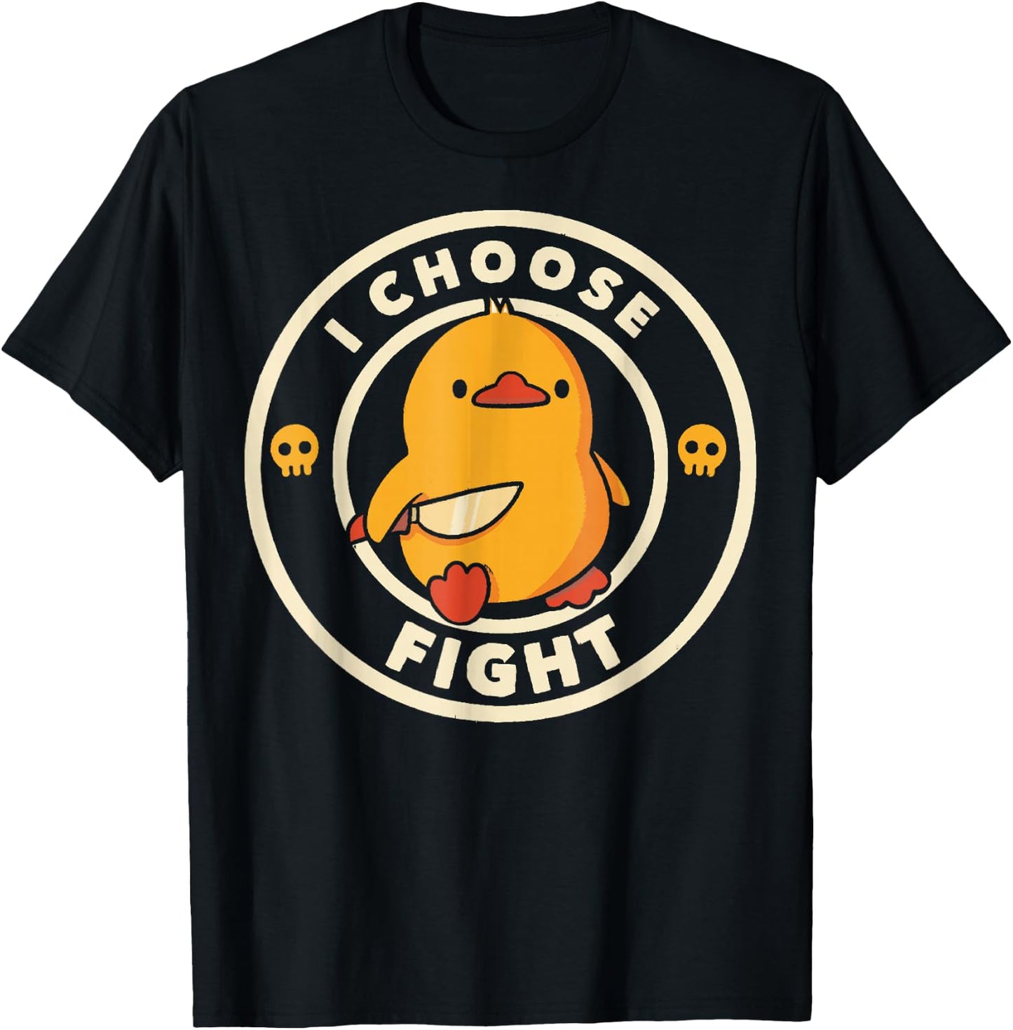 I choose to fight Funny duck badge with English T-Shirt - T-Shirt | Black