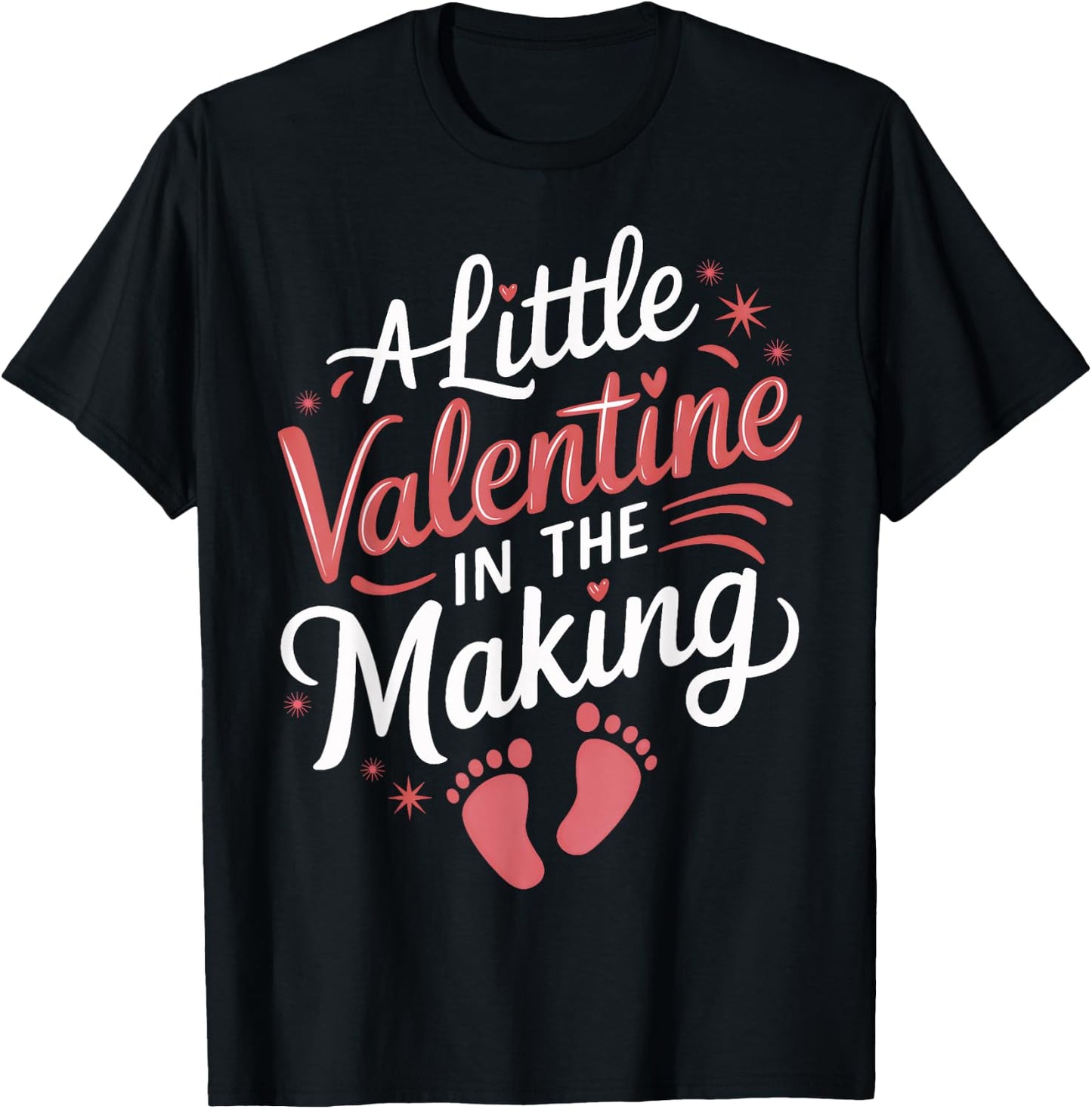 Little Valentine In The Making Cute Pregnancy Announcement T-Shirt - T-Shirt | Black