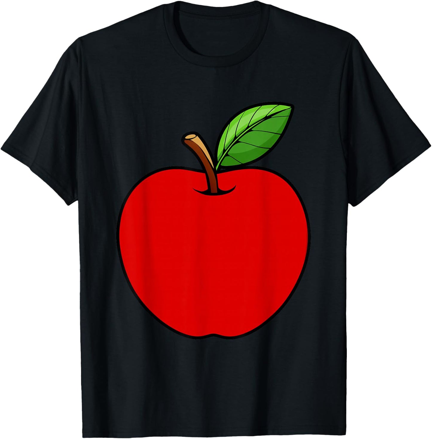 Cute Red Apple Design Women Kids Adult Apple Fruit T-Shirt - T-Shirt | Black