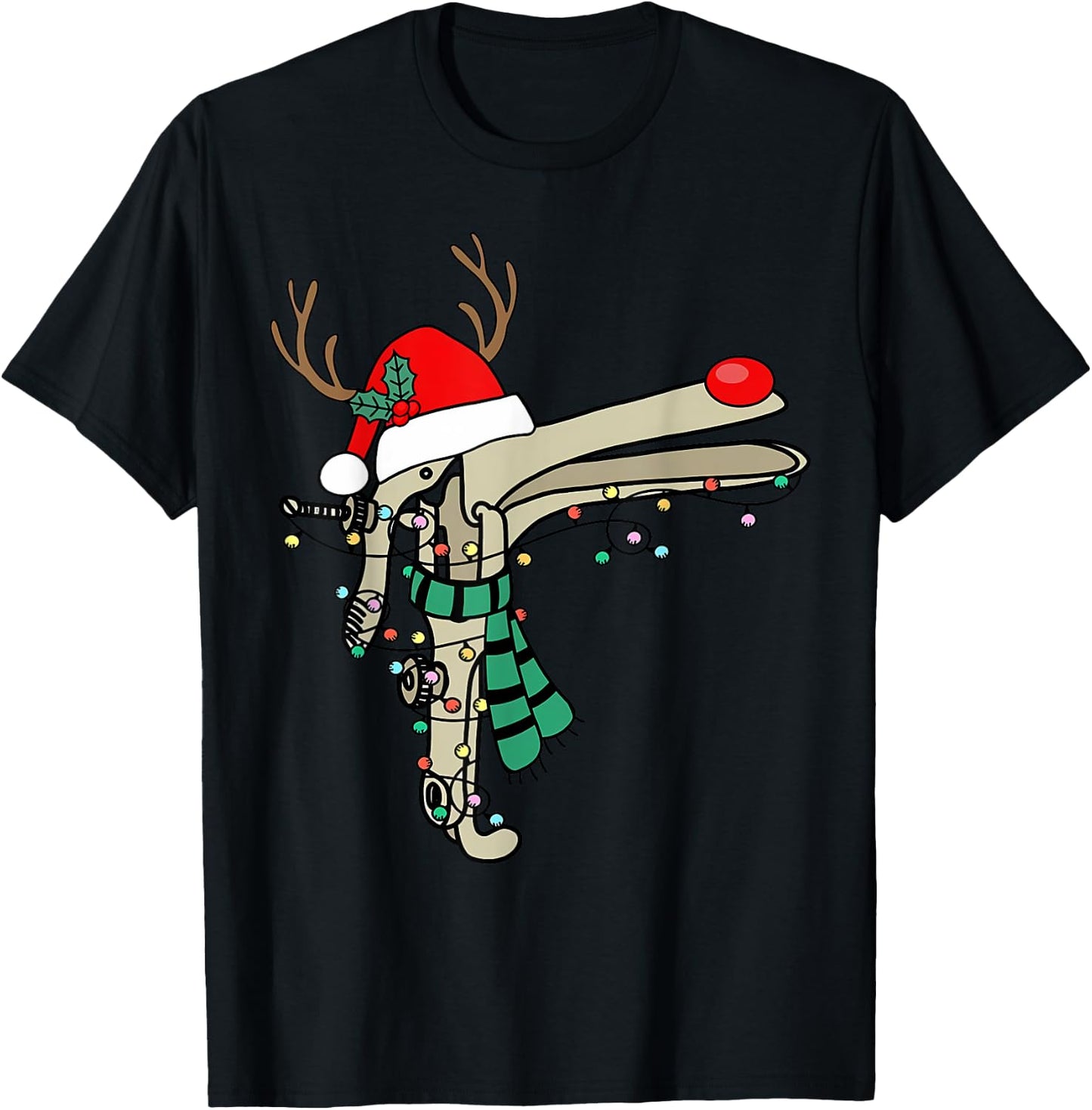 Christmas Speculum Reindeer Obgyn Nurse Santa Hat Nursing T-Shirt - T-Shirt | Black