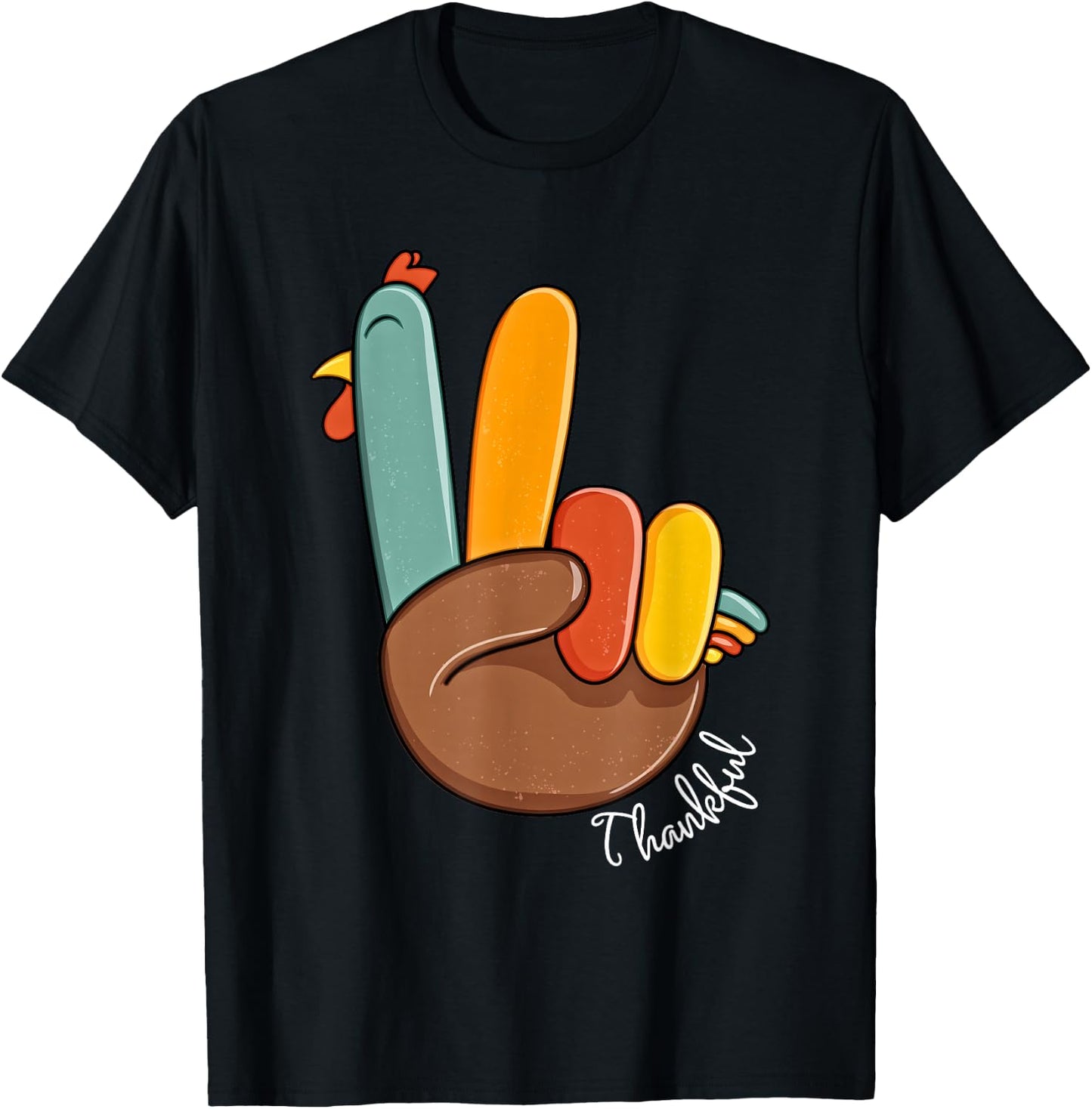 Peace Sign Turkey Hand Cool Thanksgiving Hippie - Men Women T-Shirt - T-Shirt | Black