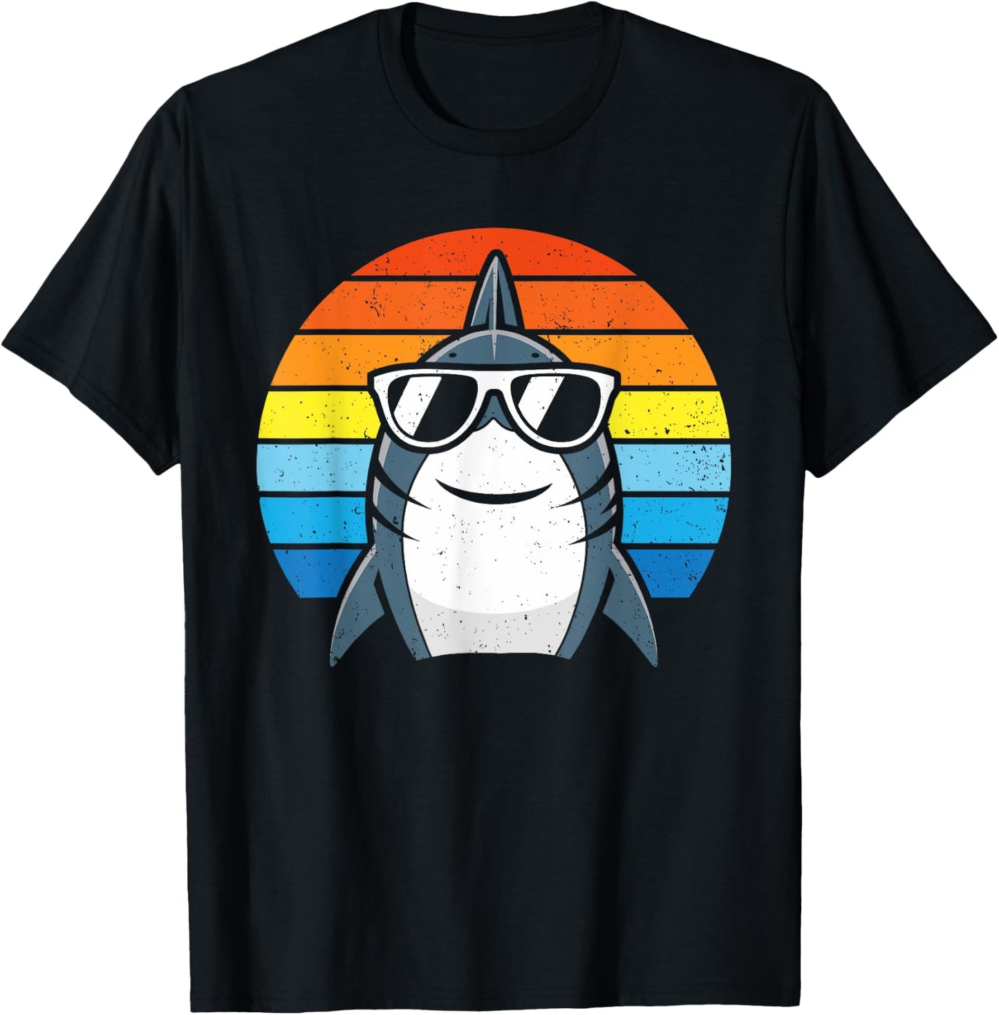 Retro Cool Shark with Sunglasses Kids Boys Men Funny Shark T-Shirt - T-Shirt | Black
