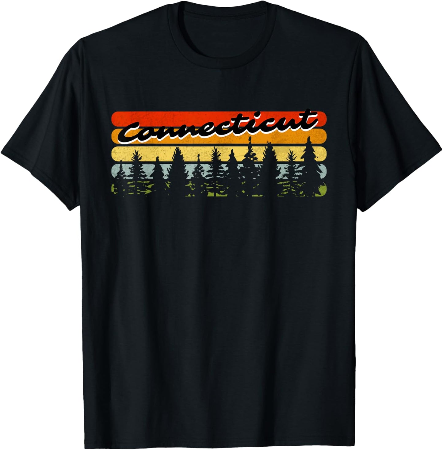 Connecticut Forest Sunset Trees Cabin Theme Souvenir T-Shirt - T-Shirt | Black