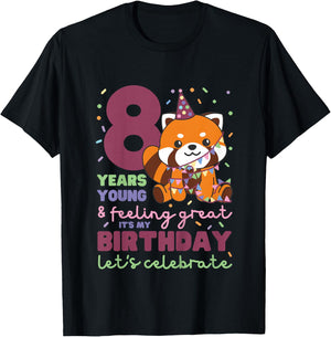 Kinder Roter Panda zum 8. Geburtstag für Kinder acht Jahre alt T-Shirt - T-Shirt | Black