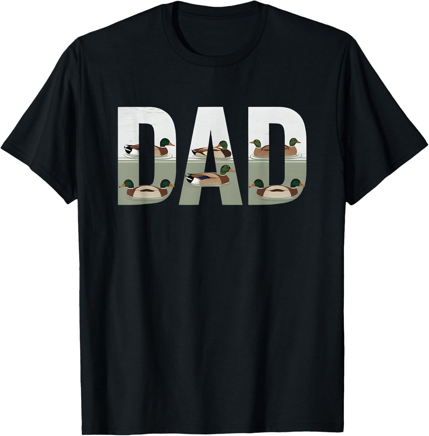 Hunting Dad Duck Camouflage Camo Fathers Day Hunter T-Shirt - T-Shirt | Black