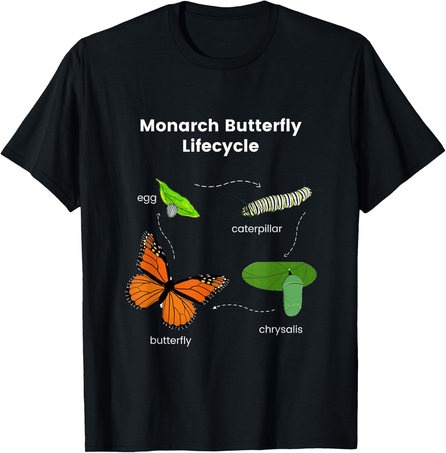 Monarch Butterfly Lifecycle T-Shirt - T-Shirt | Black