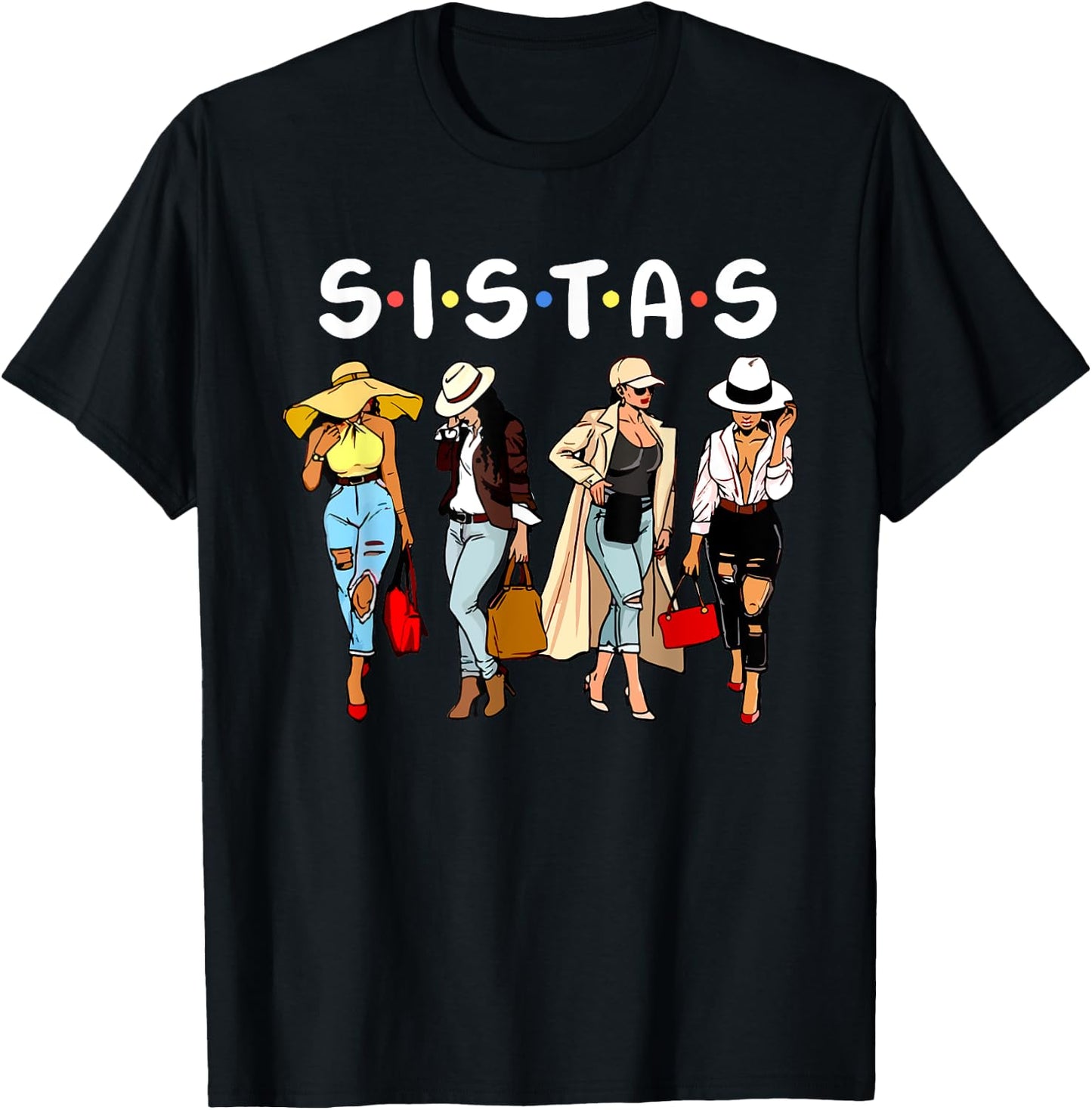 Women Proud Black Sistas Queen Melanin African American T-Shirt - T-Shirt | Black