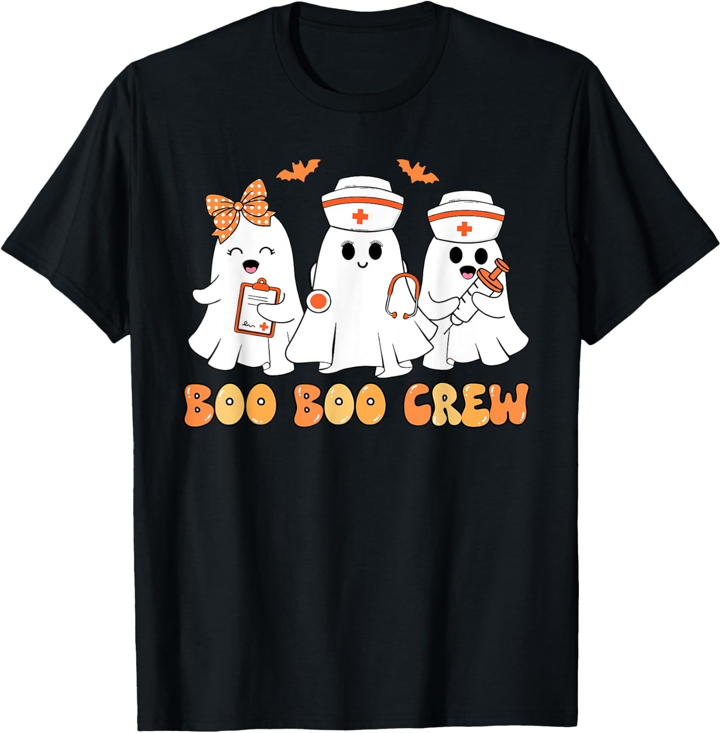 Boo Boo Crew Nurse Halloween Cute Ghost Girl Women Costume T-Shirt - T-Shirt | Black