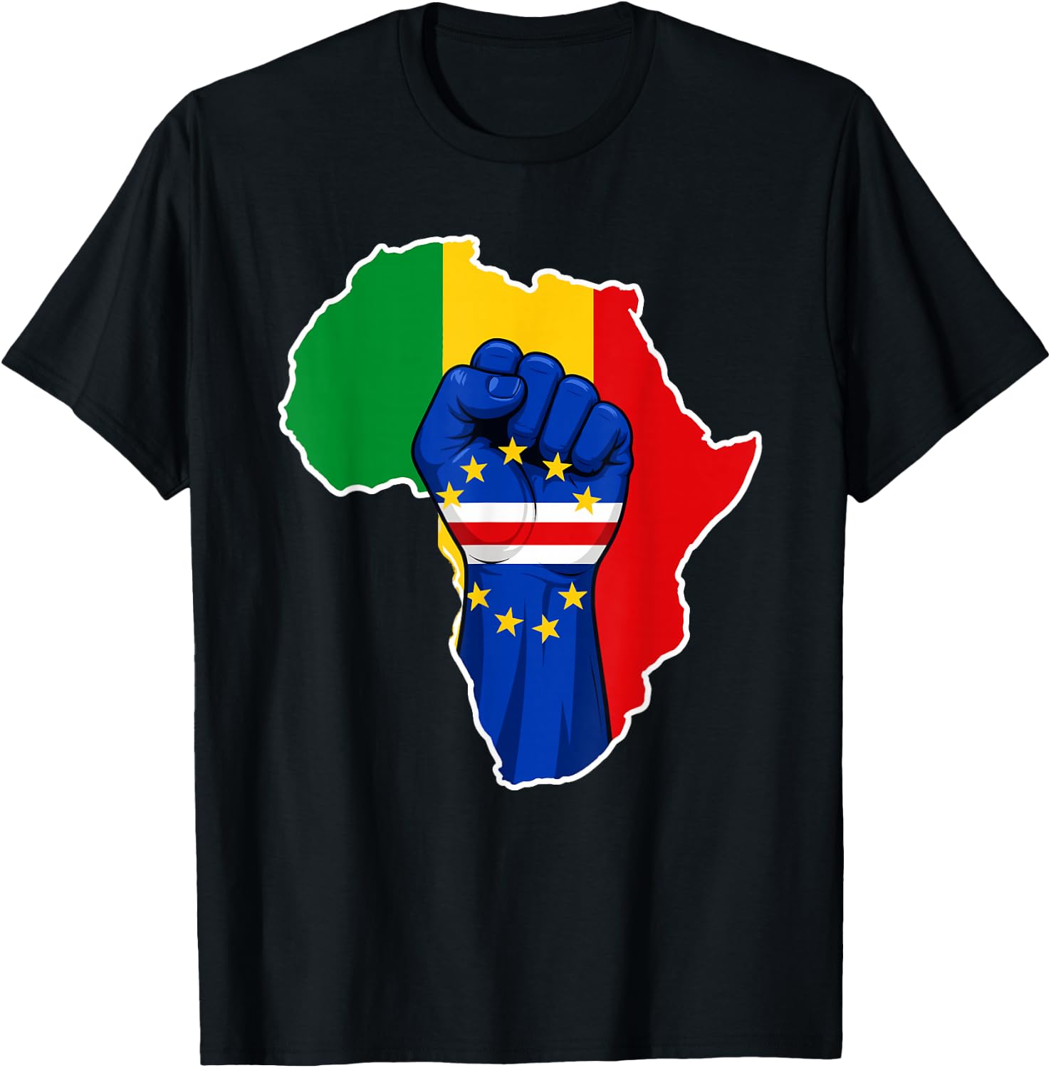 Cape Verdean African Pride Flag Love Cape Verde T-Shirt - T-Shirt | Black