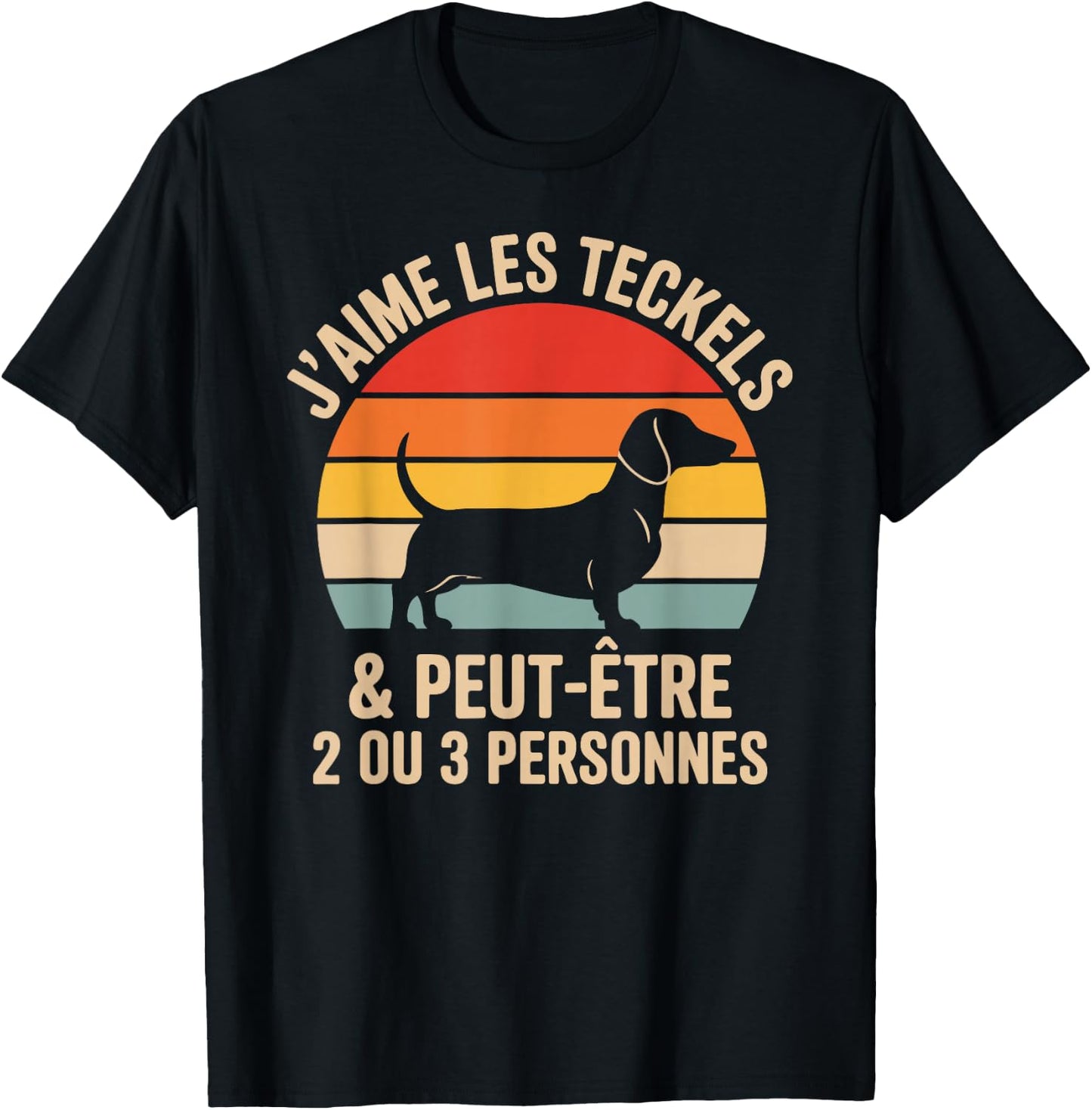 Teeshirt Dachshund Dog J'aime Les Dachshunds and 2 or 3 People T-Shirt - T-Shirt | Black