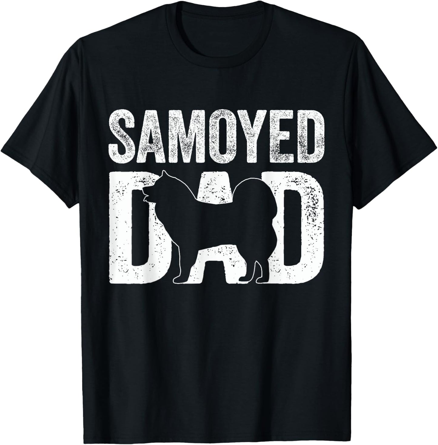 Retro Samoyed Dad Papa Father's Day Samoyed Silhouette T-Shirt - T-Shirt | Black