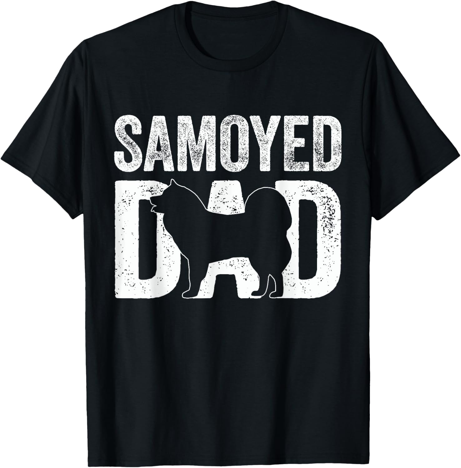Retro Samoyed Dad Papa Father's Day Samoyed Silhouette T-Shirt - T-Shirt | Black