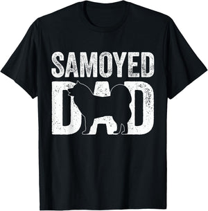 Retro Samoyed Dad Papa Father's Day Samoyed Silhouette T-Shirt - T-Shirt | Black