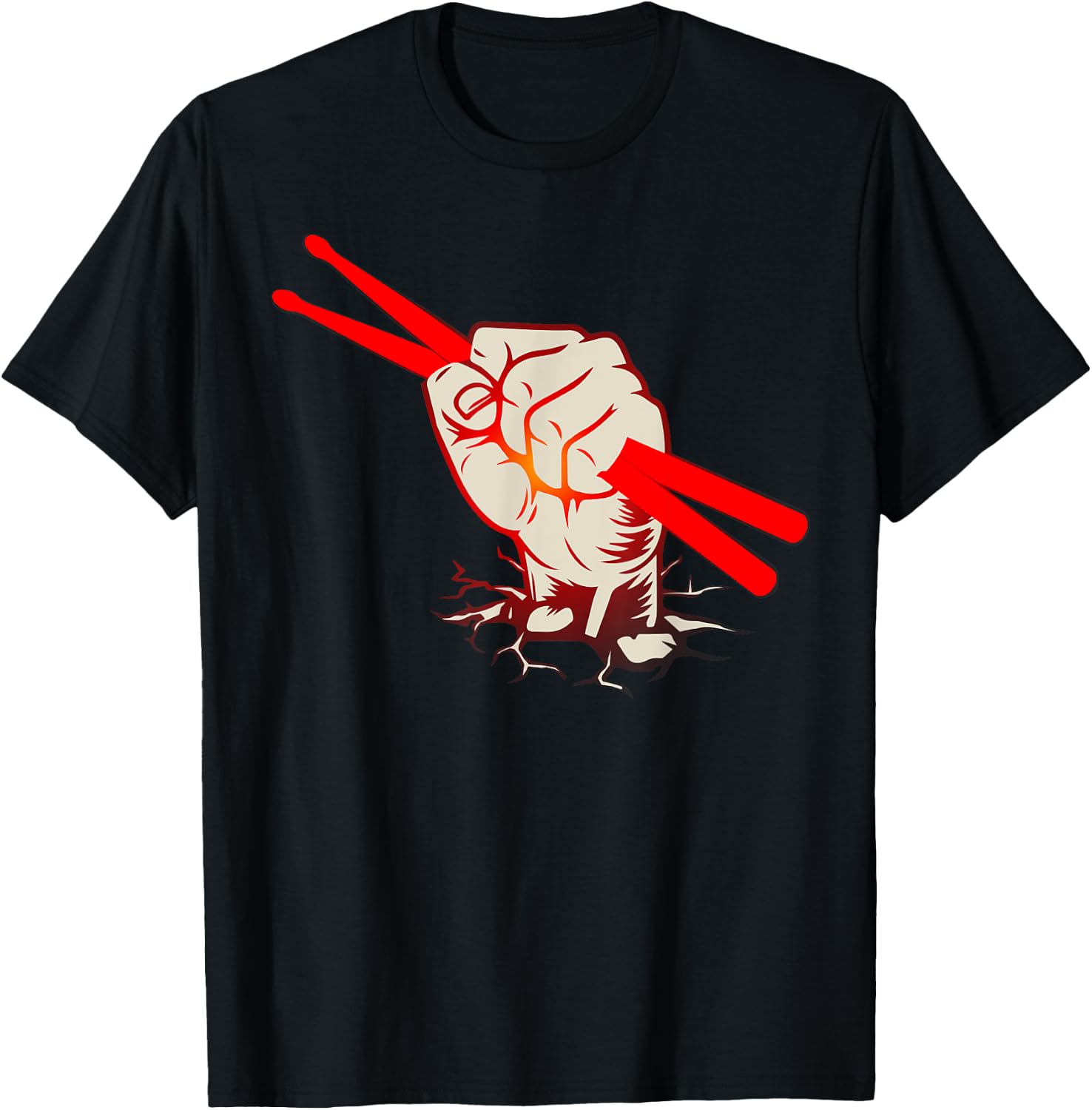 Vintage Drummer Retro Distressed Drum Sticks Hand T-Shirt - T-Shirt | Black
