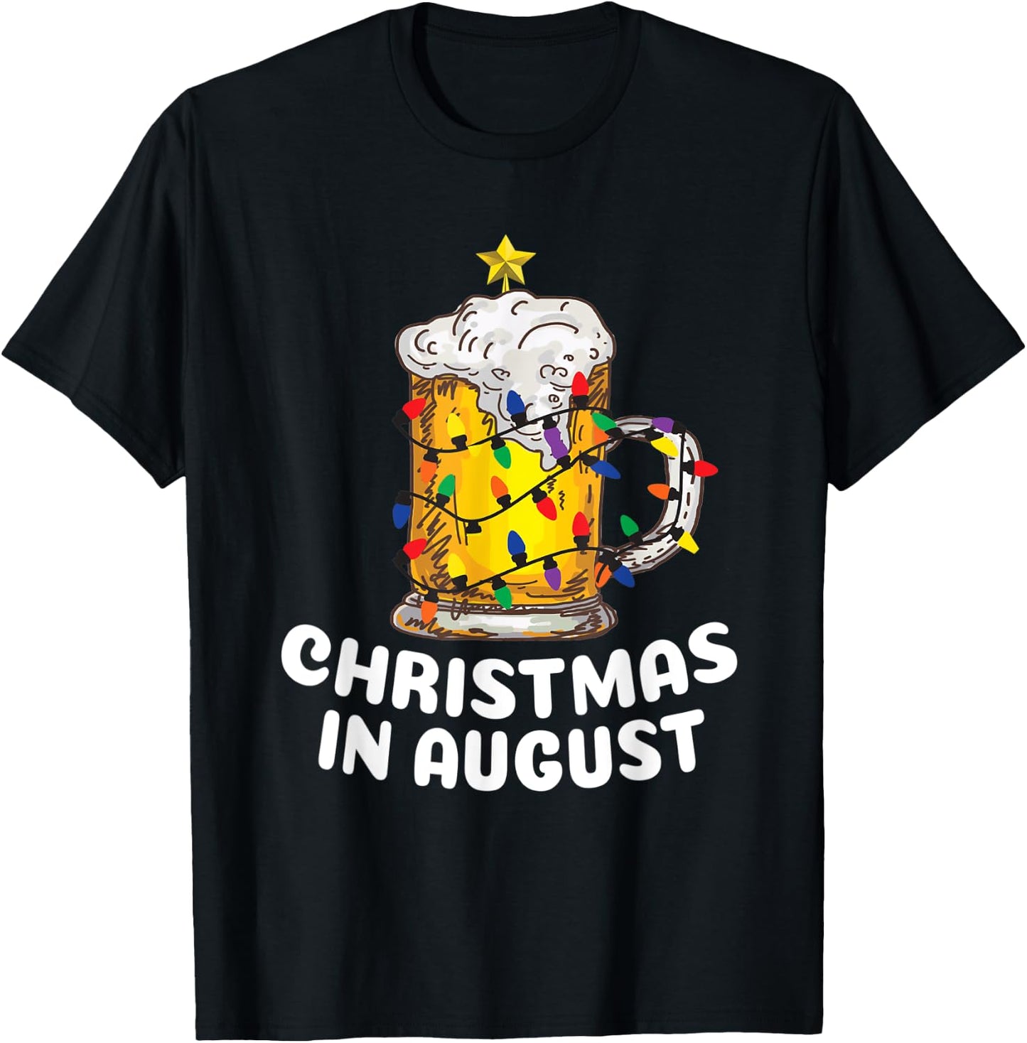 Awesome Beer Xmas Tree Summer For Christmas In August Men Women T-Shirt - T-Shirt | Black