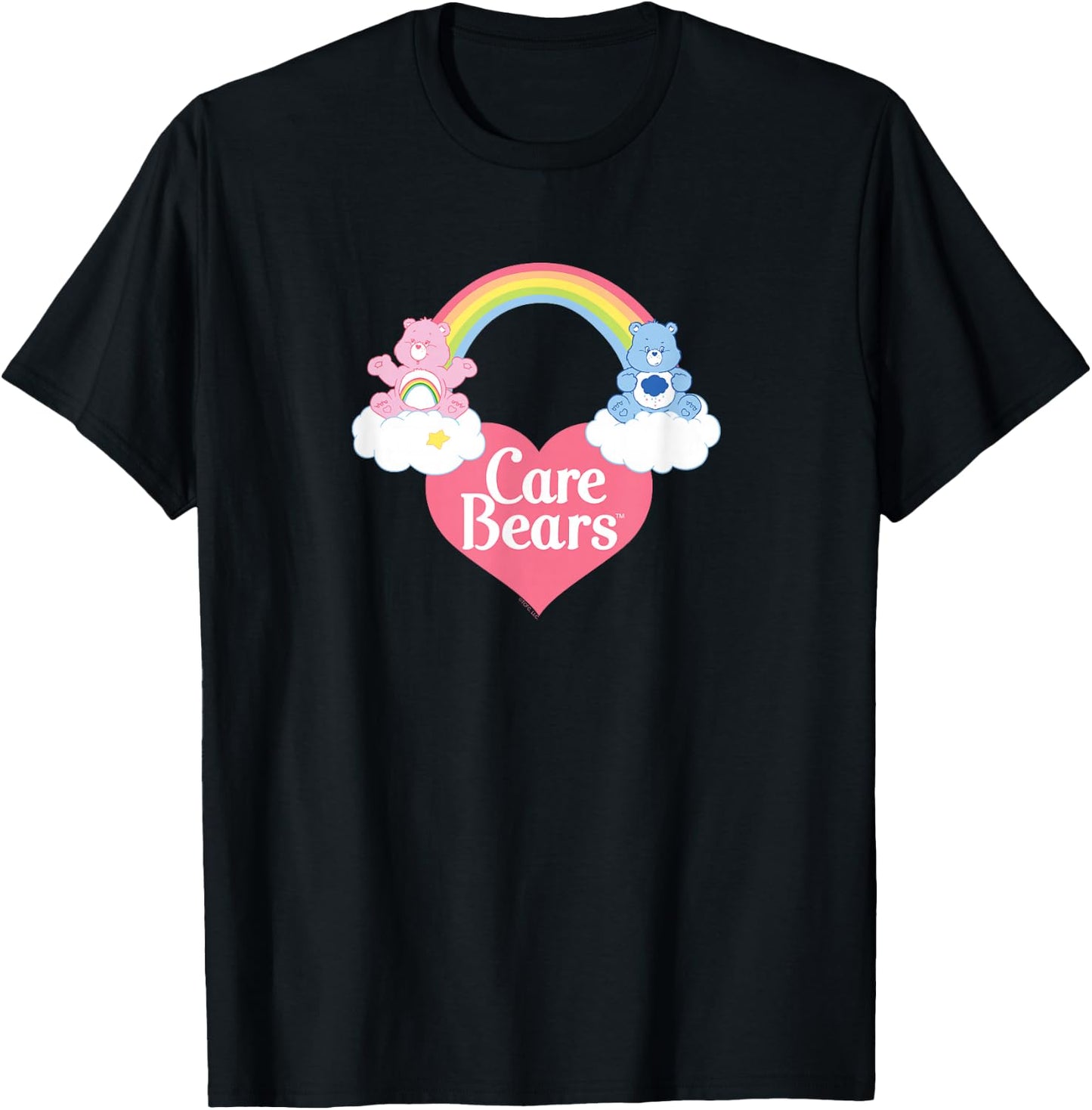 Care Bears Logo with Cheer Bear and Grumpy Bear Cartoon T-Shirt - T-Shirt | Black