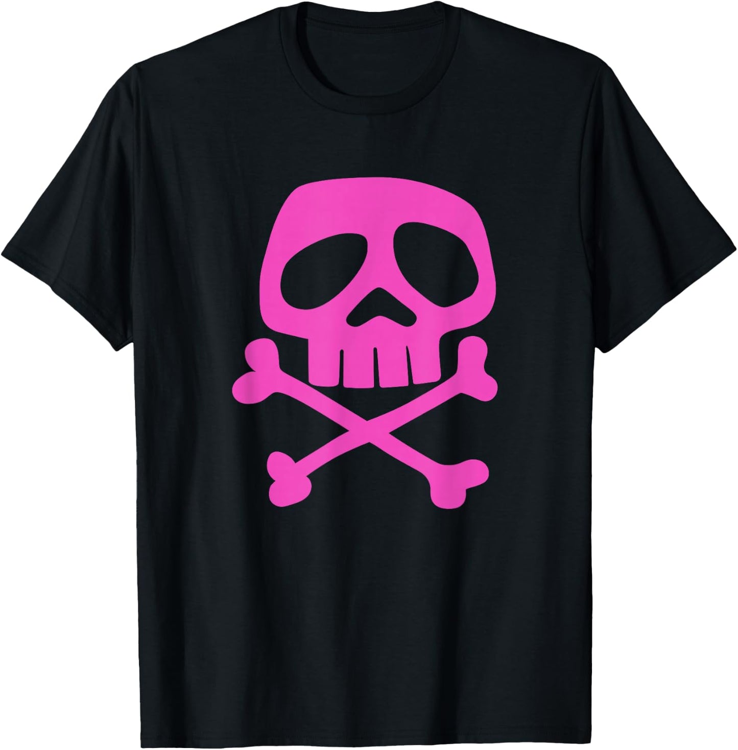Pink Punk Rock Skull and Bones - 1980's Punk Rock T-Shirt - T-Shirt | Black
