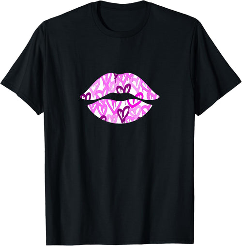 Pink Color Graffiti Heart Lips Pink Graphic