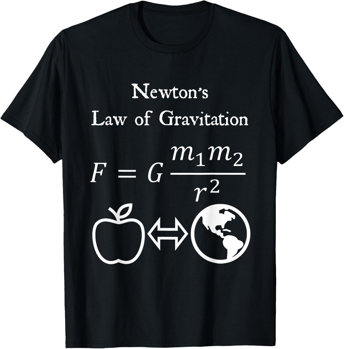 Newton's Law of Gravitation Physics Math Teacher Nerdy T-Shirt - T-Shirt | Black