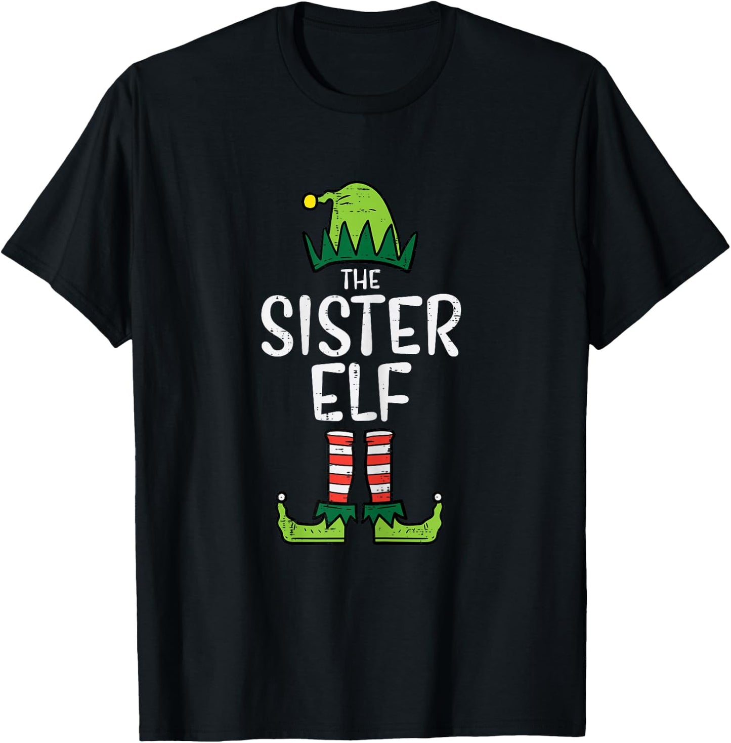 Sister Elf Xmas PJs Matching Christmas Pajamas For Family T-Shirt - T-Shirt | Black
