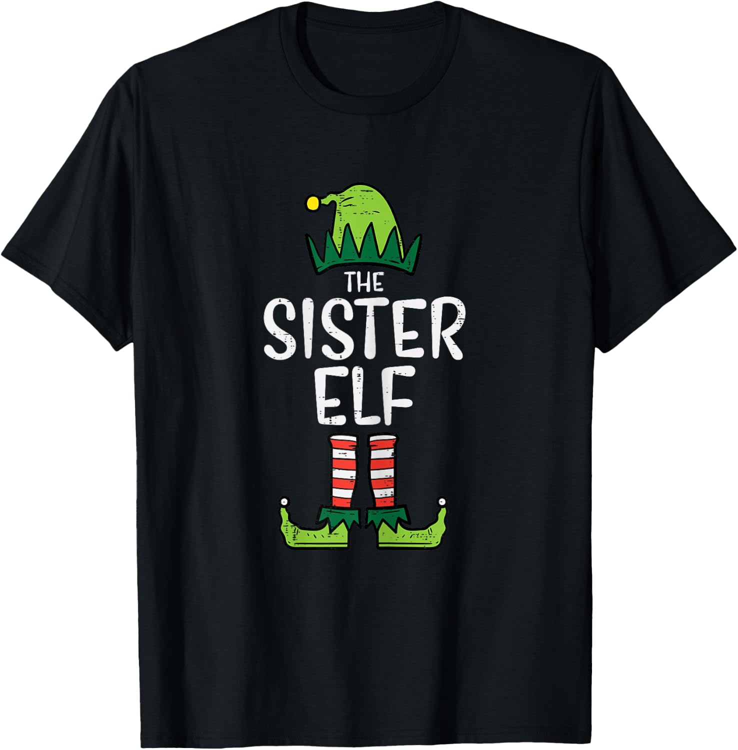 Sister Elf Xmas PJs Matching Christmas Pajamas For Family T-Shirt - T-Shirt | Black