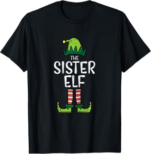 Sister Elf Xmas PJs Matching Christmas Pajamas For Family T-Shirt - T-Shirt | Black