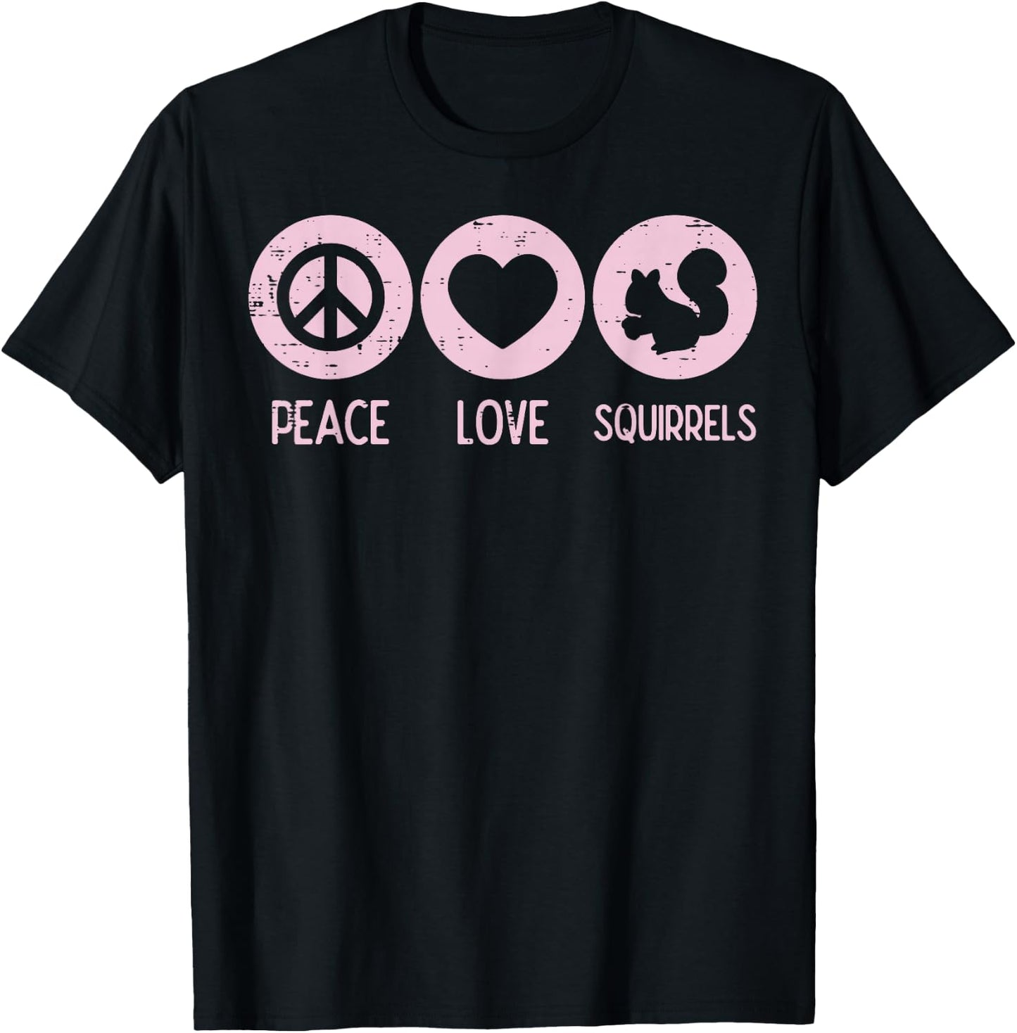 Peace Love Squirrels Cute Rodent Women Girls Kids Toddler T-Shirt - T-Shirt | Black