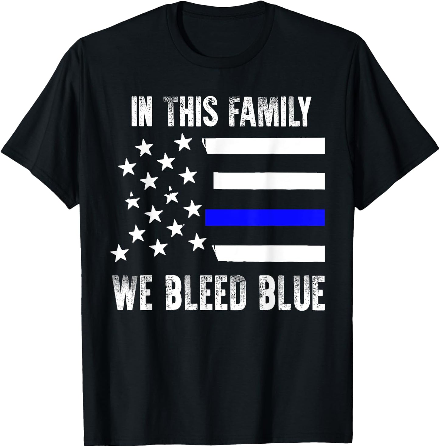 Police Cop Officer Shirt We Bleed Blue US Flag Gift T-Shirt - T-Shirt | Black