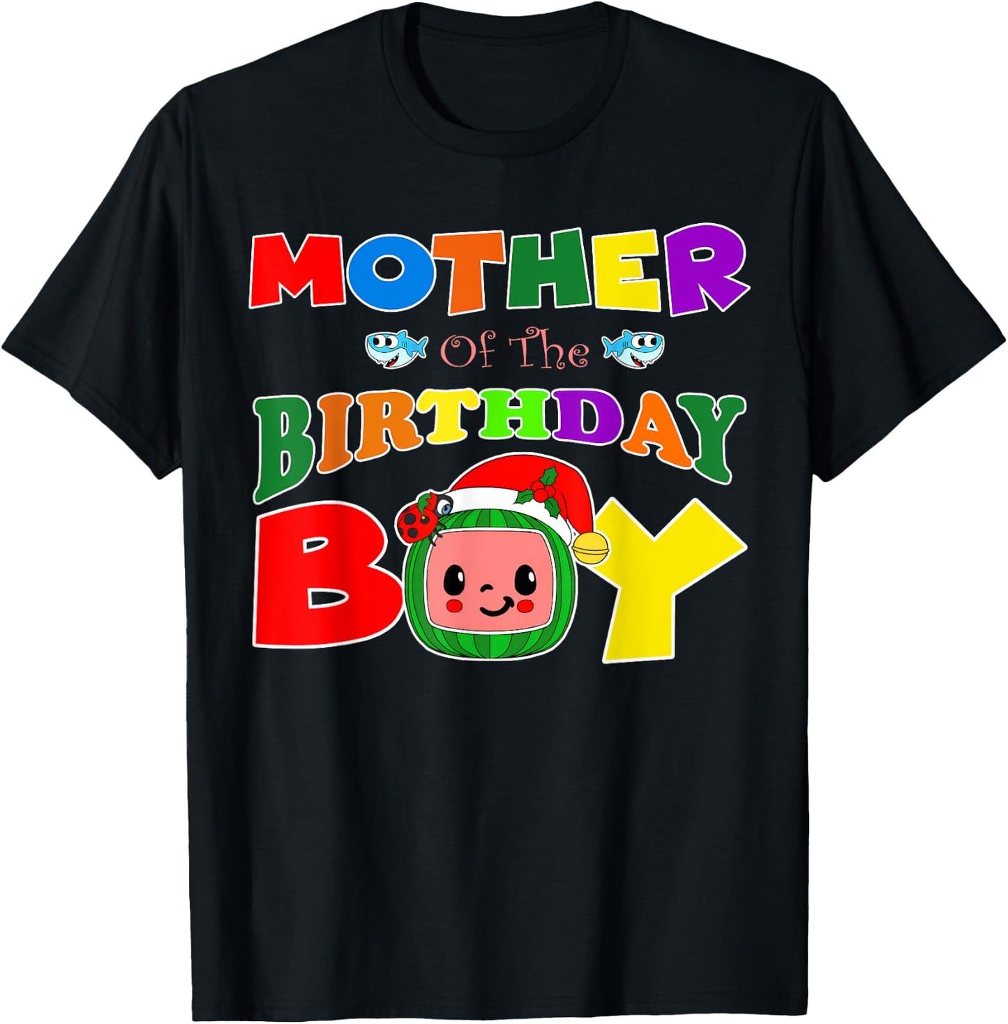 Mother Of The Birthday Boy Funny Melon Family Matching T-Shirt - T-Shirt | Black