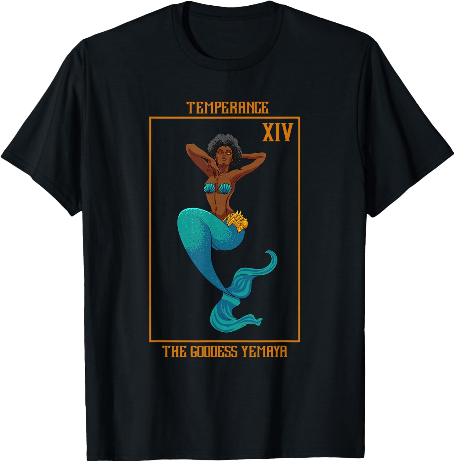 Orisha Yemaya Yemoja 7 African Powers Tarot African Mermaid T-Shirt - T-Shirt | Black