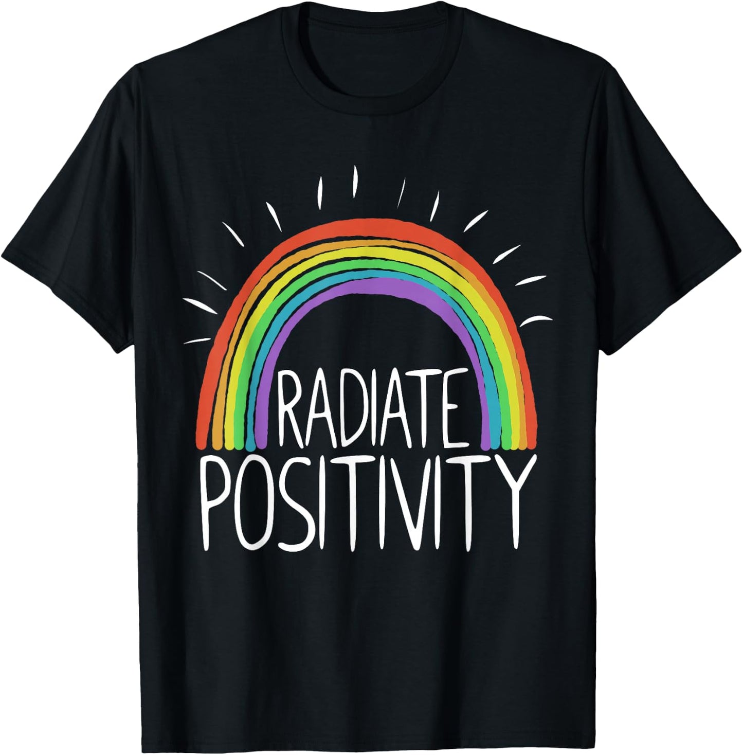 Rainbow Rays Positive Motivation T-Shirt - T-Shirt | Black