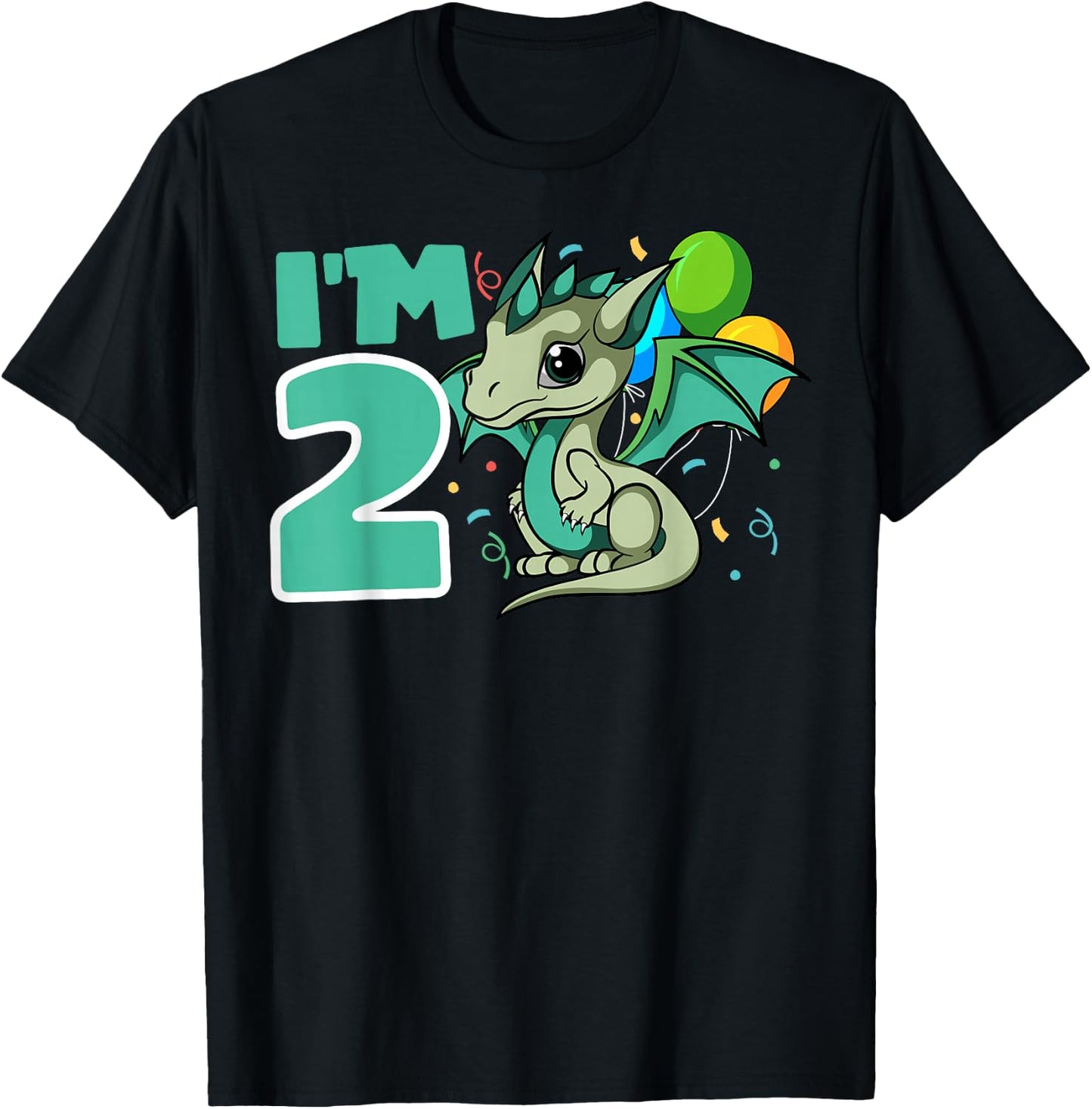 I'm 2 Dragon Birthday Party Mystic Magical Celebration T-Shirt - T-Shirt | Black