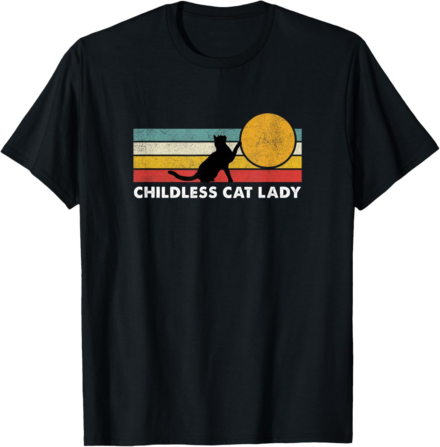 Vintage Childless Cat Lady T-Shirt - T-Shirt | Black