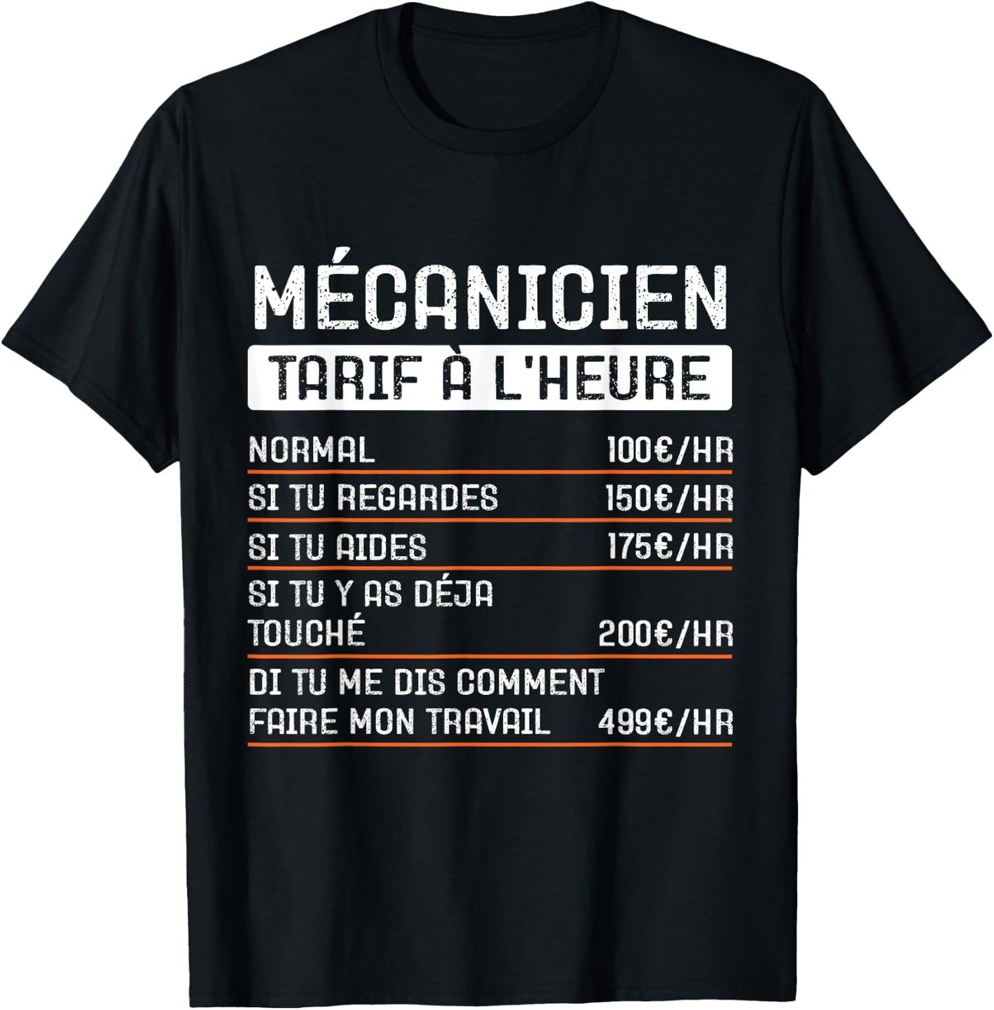 Humor Mechanic Hourly rate Gift Occupation T-Shirt - T-Shirt | Black