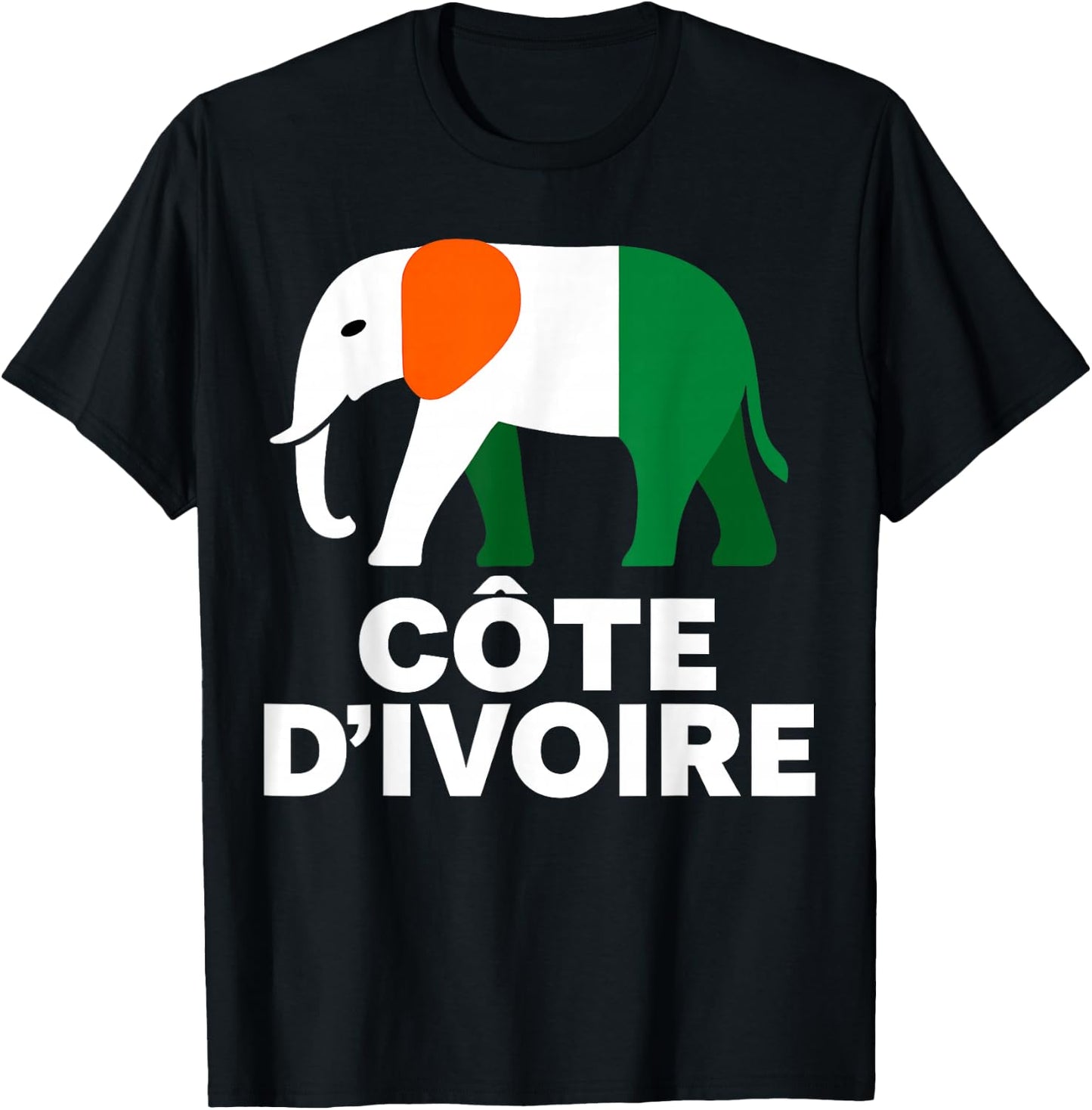 Ivory Coast Elephant Côte d’Ivoire Flag. Men, Women & Kids T-Shirt - T-Shirt | Black