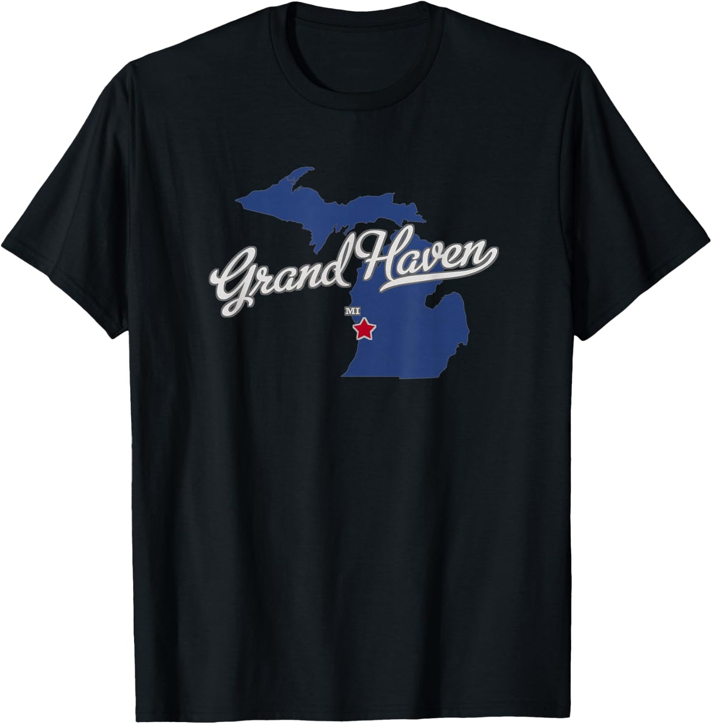 Grand Haven Michigan MI Map T-Shirt - T-Shirt | Black