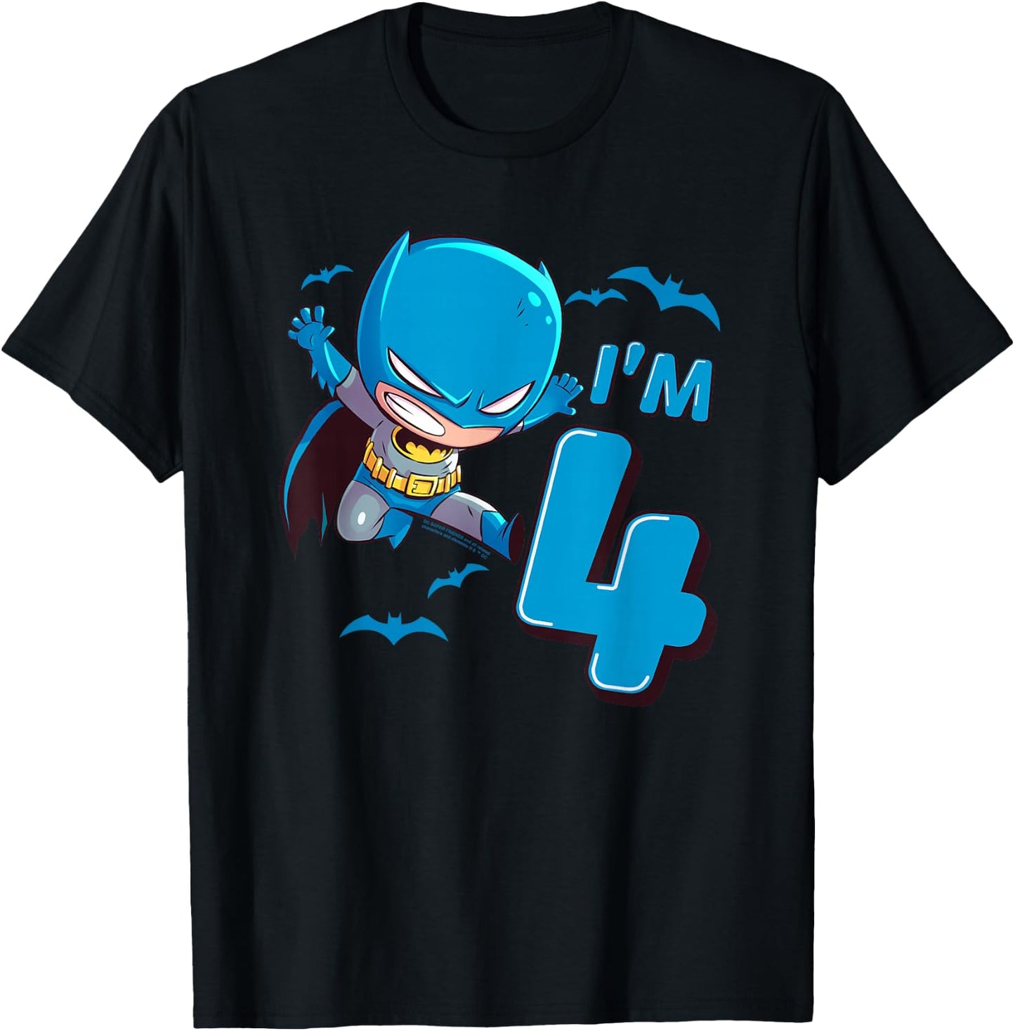 Batman 4th Birthday Cute I'm 4 T-Shirt - T-Shirt | Black