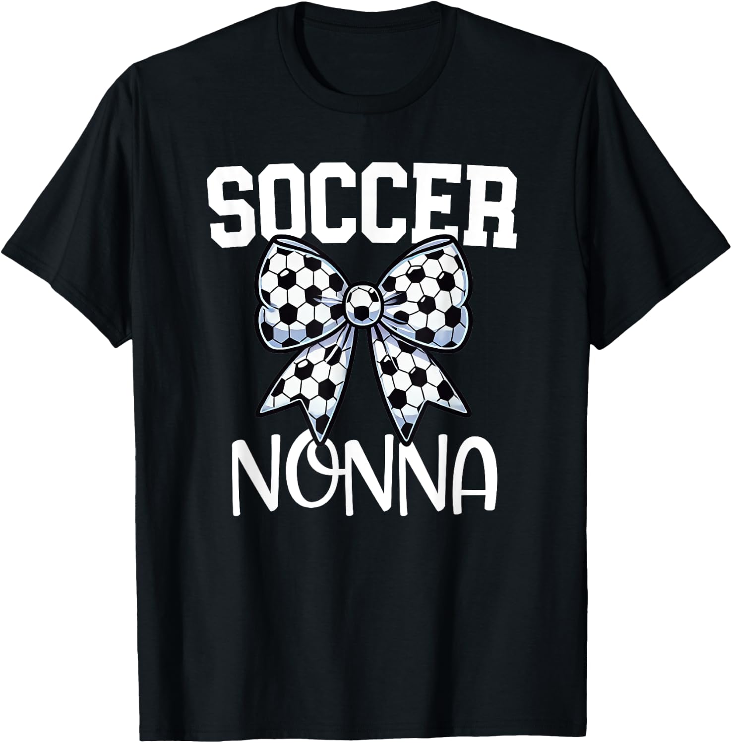 Soccer Nonna - Soccer Grandma Game day - Italian - Bow T-Shirt - T-Shirt | Black