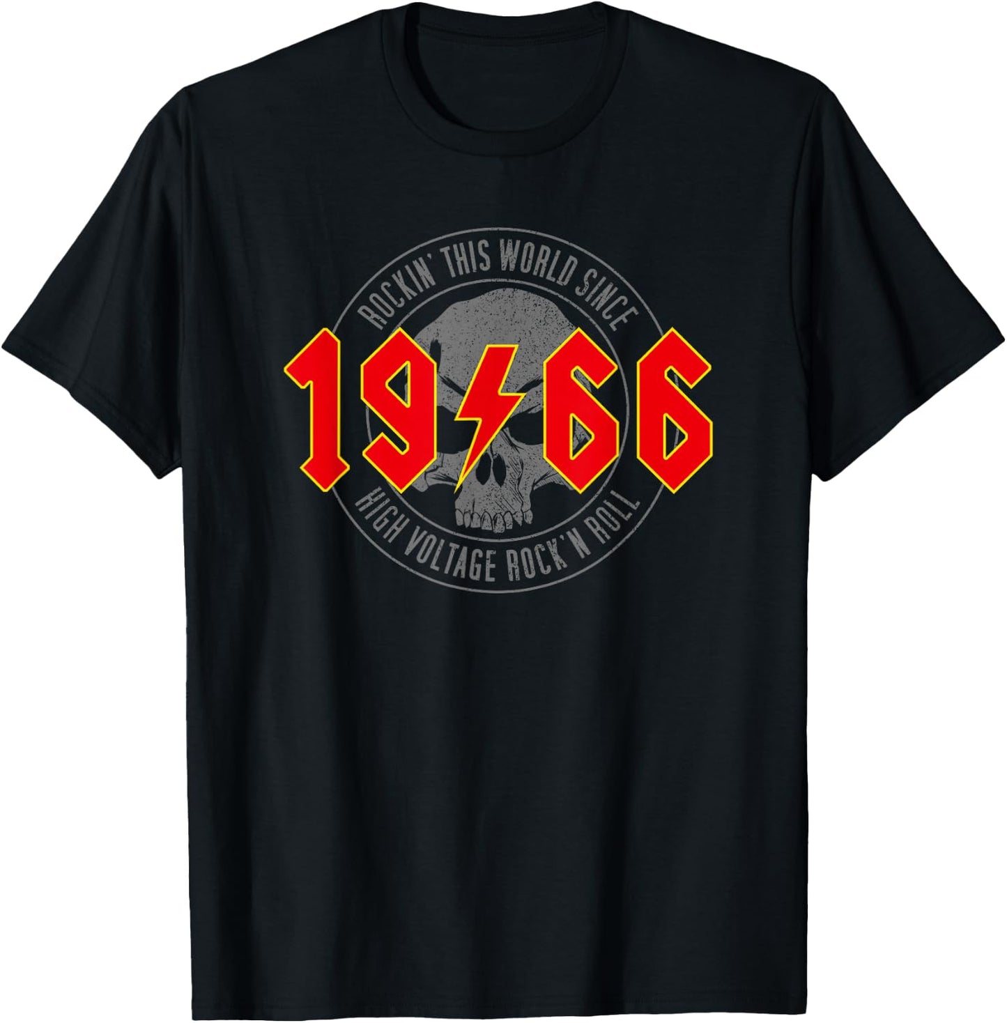 1966 Vintage Birthday Rock and Roll Heavy Metal , black T-Shirt - T-Shirt | Black