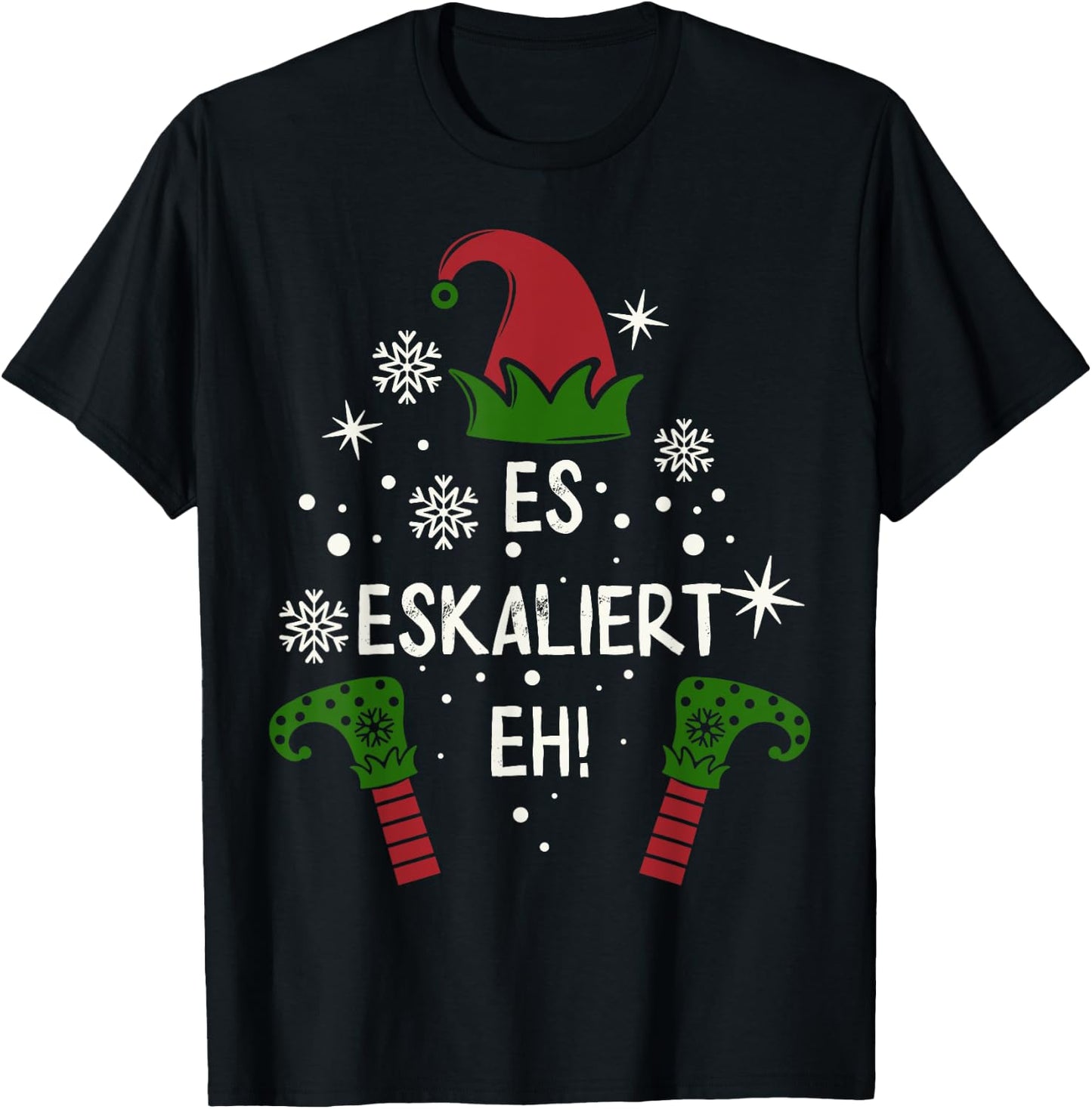 Es Eskaliert Eh! Elfen Familien Partnerlook Weihnachten T-Shirt - T-Shirt | Black