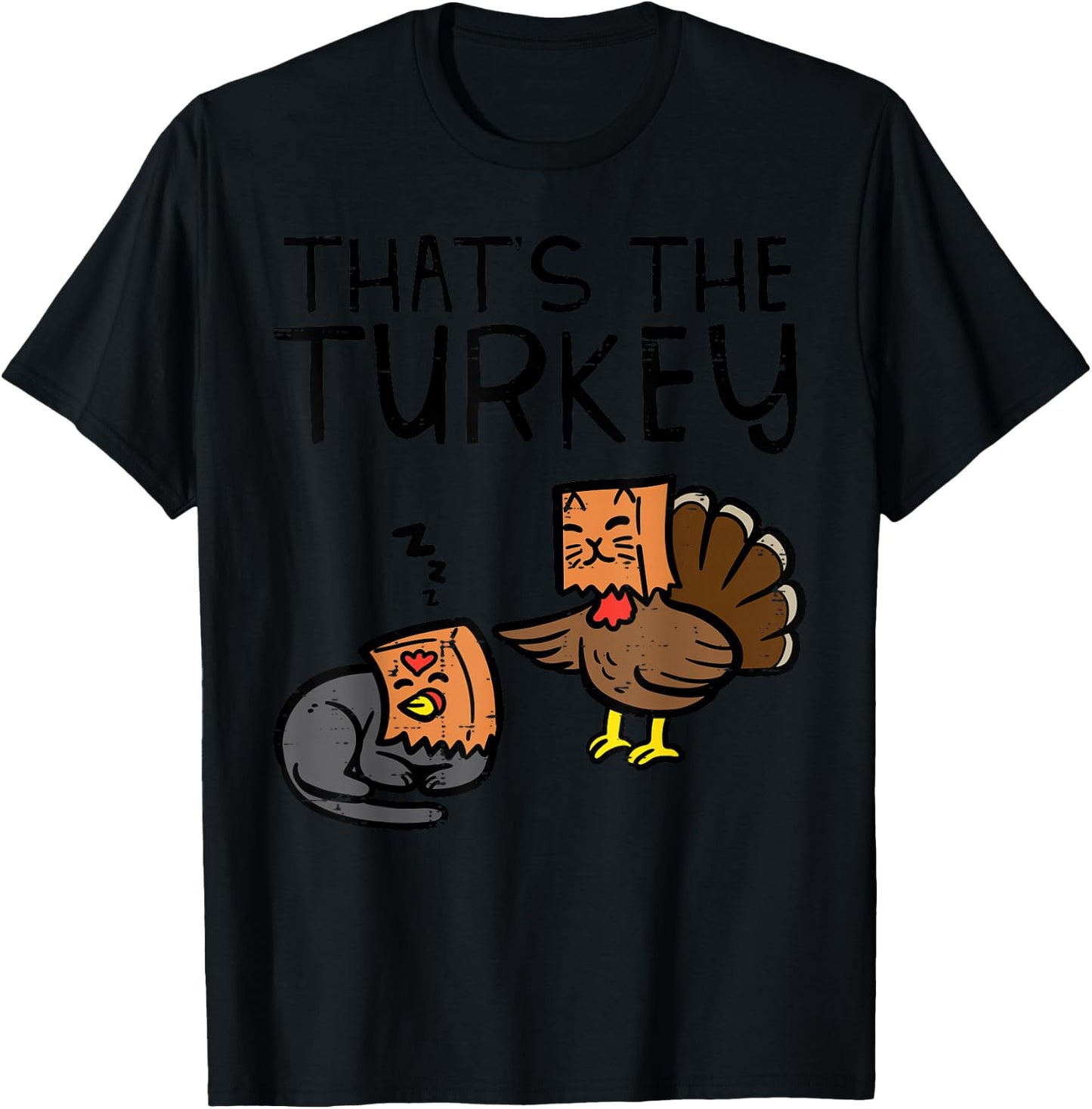 Thanksgiving Fake Cat Thats Turkey Fall Kids Youth Women Men T-Shirt - T-Shirt | Black