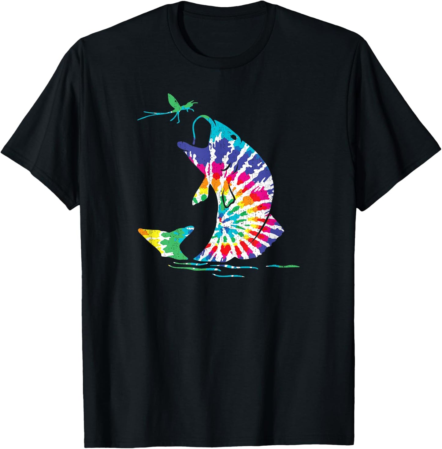 Tye Dye Fly Fishing Trout Bass T-Shirt - T-Shirt | Black