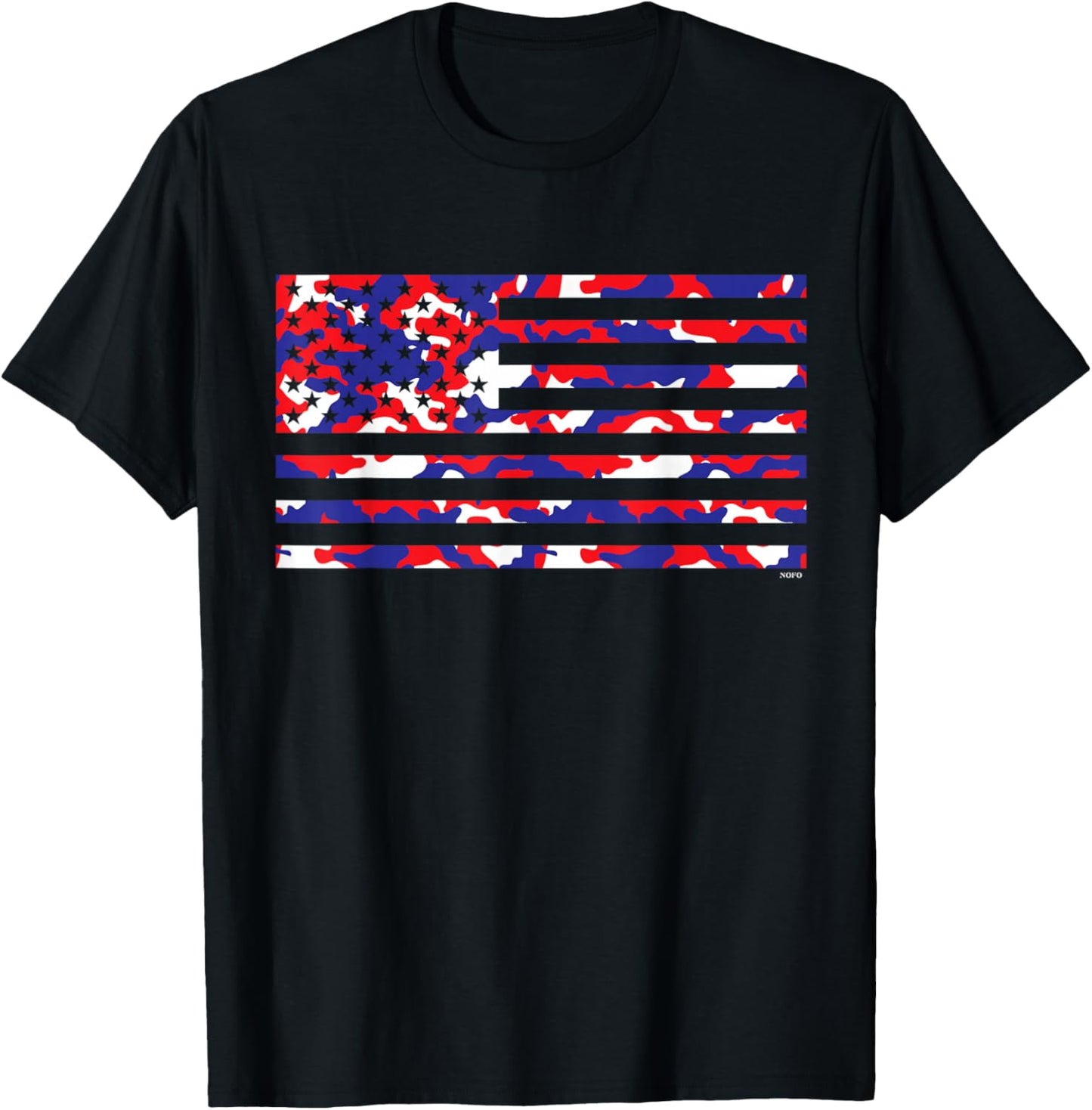 Red White and Blue Camo American Flag USA T-Shirt - T-Shirt | Black