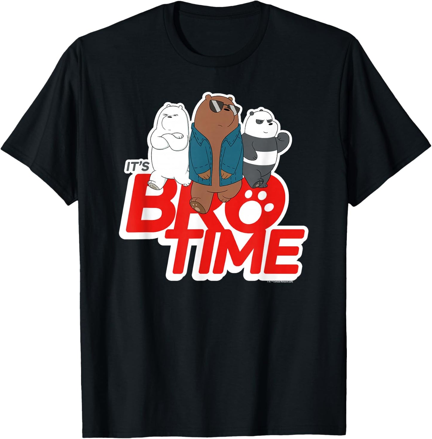 We Bare Bears Grizz Panda Ice Bear It's Bro Time T-Shirt - T-Shirt | Black