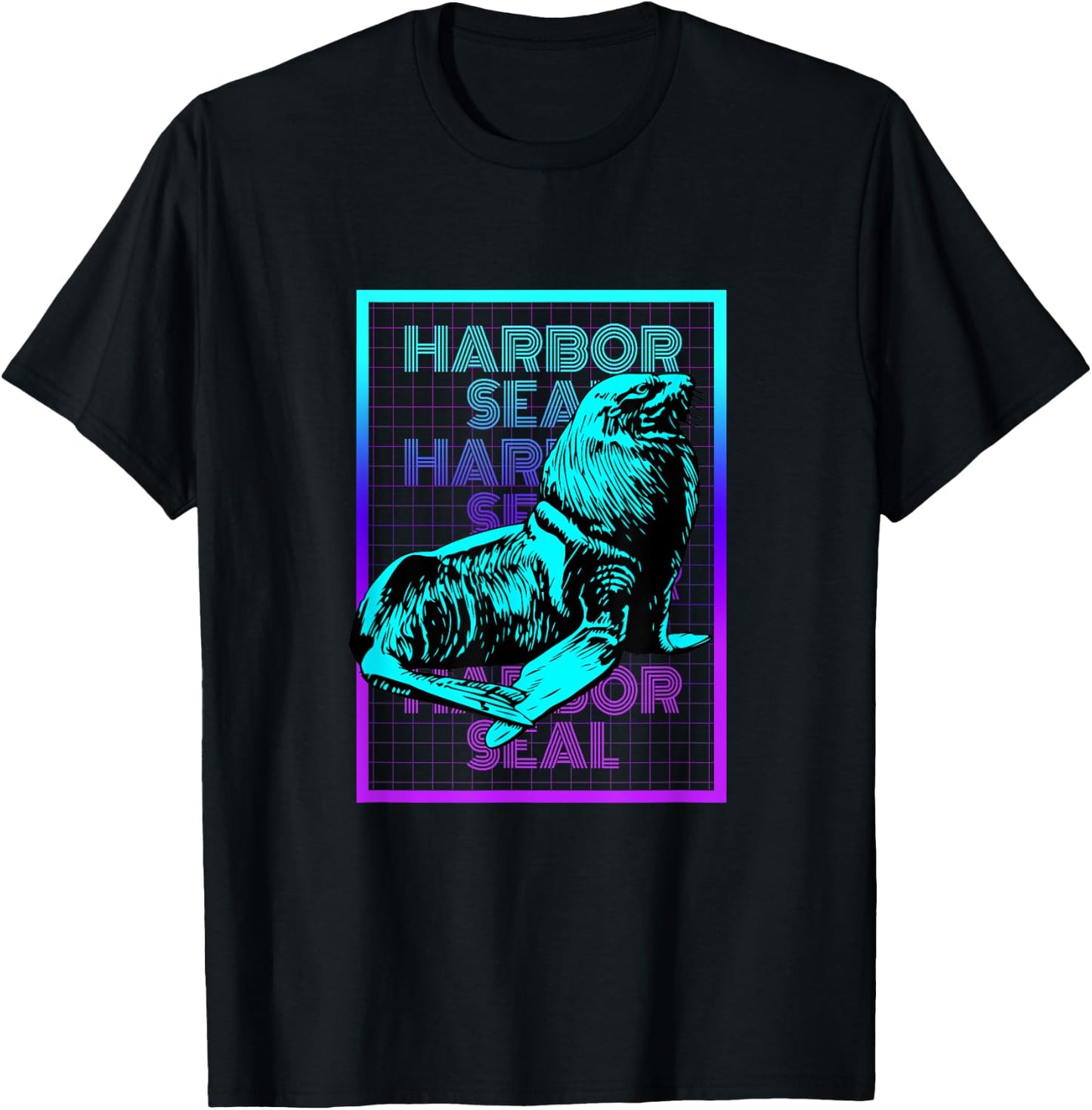 Harbor Seal Animal Vintage Retro Harbor Seal T-Shirt - T-Shirt | Black