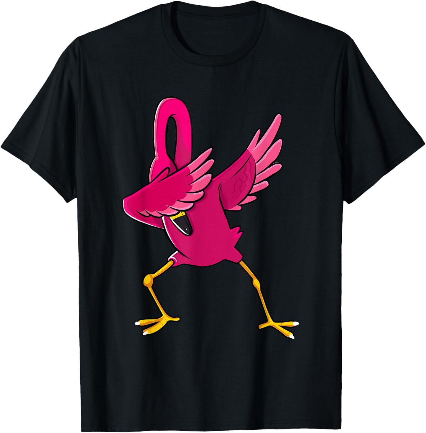Dabbing Pink Flamingo Tropical Animal Lover Men Women Kids T-Shirt - T-Shirt | Black