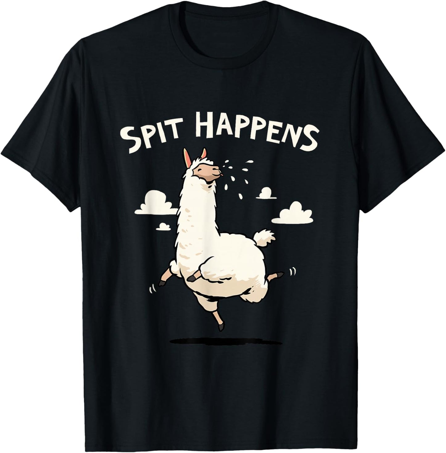 Spit Happens Funny Llama Cartoon T-Shirt - T-Shirt | Black