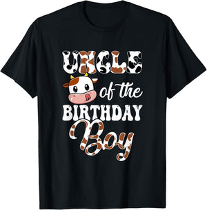 Uncle Of The Birthday Boy Cow Farm 1St Birthday Boy T-Shirt - T-Shirt | Black