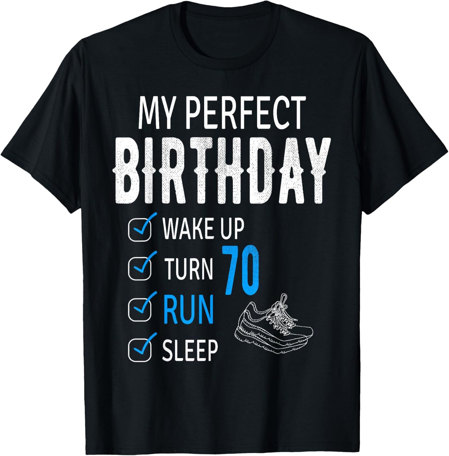 Funny Running Design for 70 Years Old Birthday Celebration T-Shirt - T-Shirt | Black