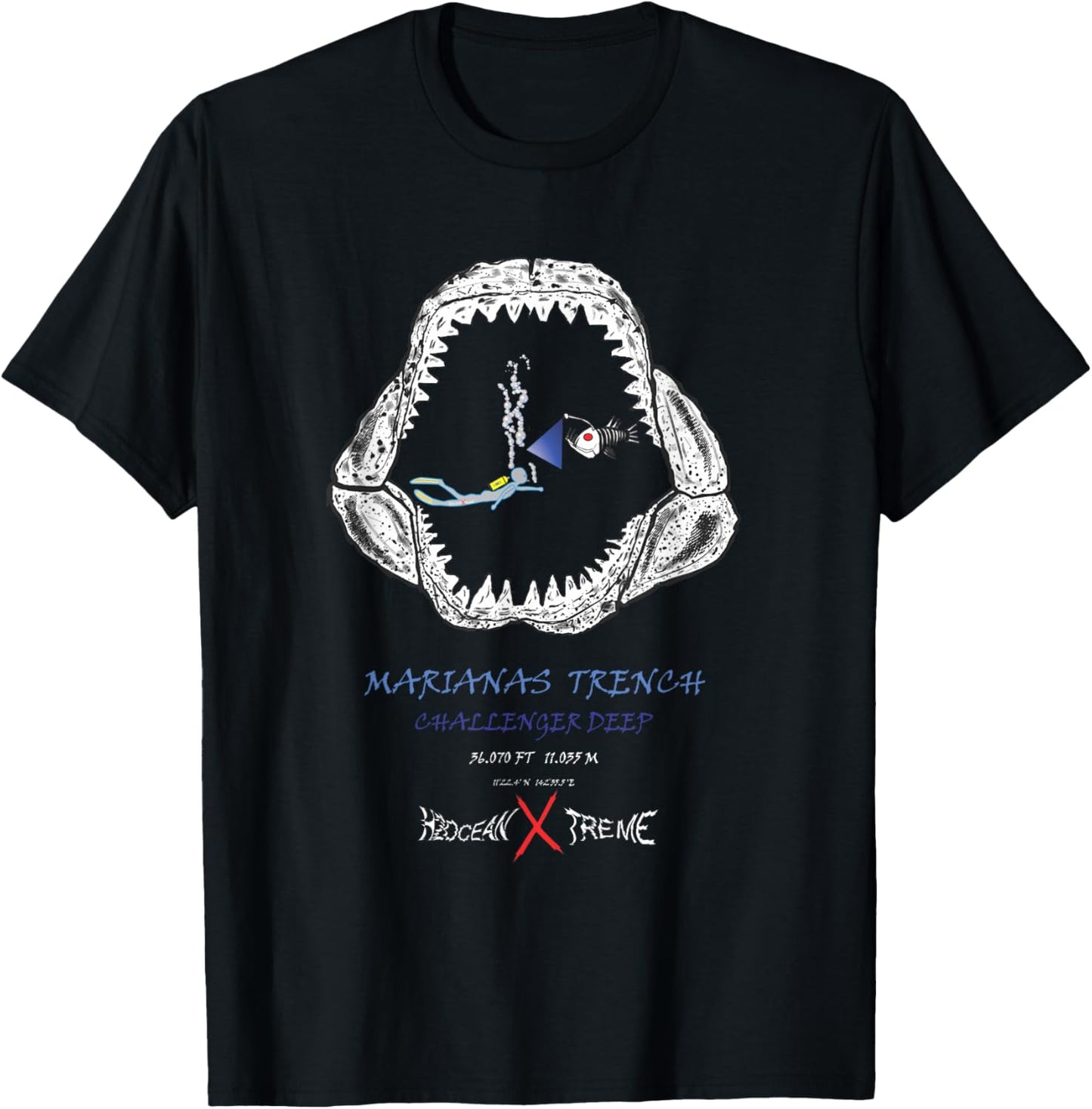 Shark Jaws Marianas Trench Deep Diver T-Shirt - T-Shirt | Black
